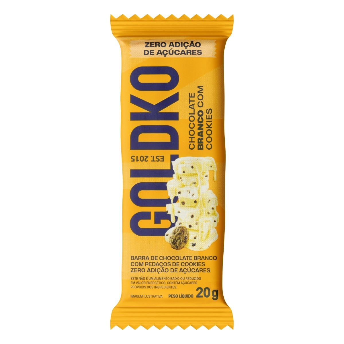 Barra de Chocolate Branco com Cookies Zero Adição de Açúcares