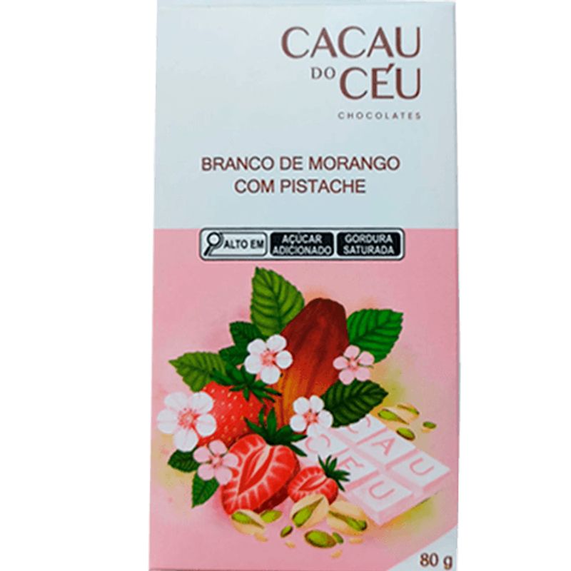 Chocolate Branco de Morango com Pistache Cacau do Céu 80g