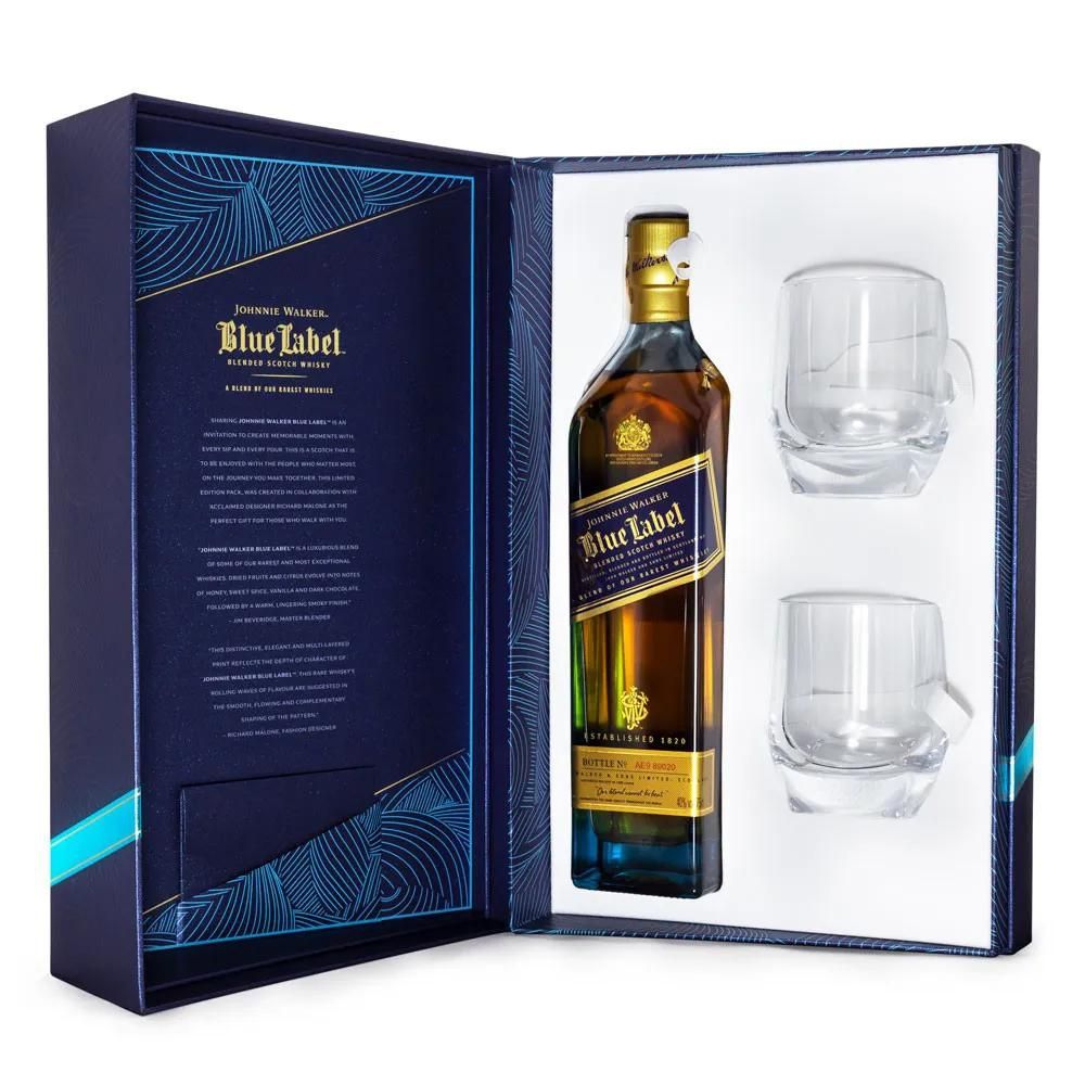 Kit Whisky Blue Label com 2 Copos Johnnie Walker 750ml | Emporio