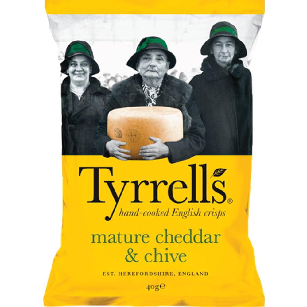Batata Chips Sabor Cheddar e Cebolinha Tyrrells 40g