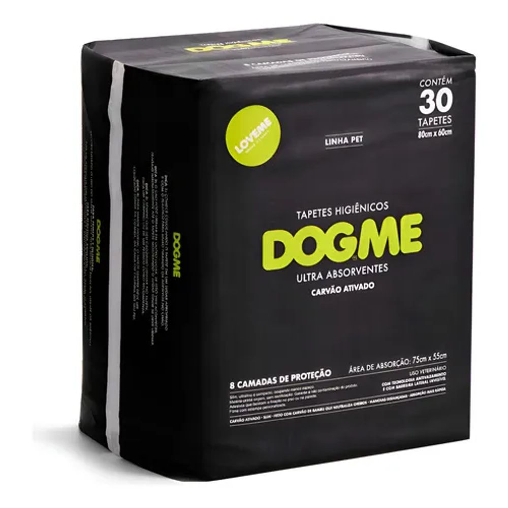 Tapete Higiênico Carvão Ativado 80x60cm Dogme 30un